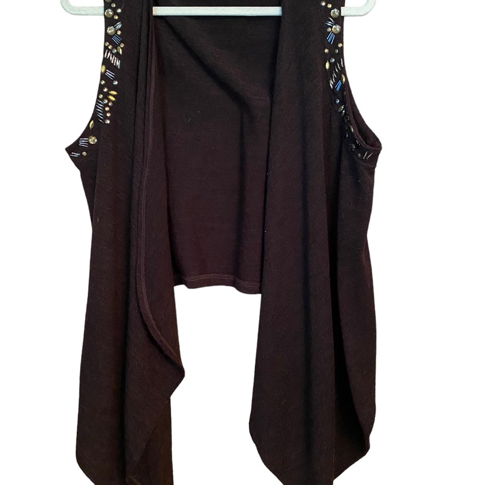 ARIAT - sleeveless cardigan - brown with beads